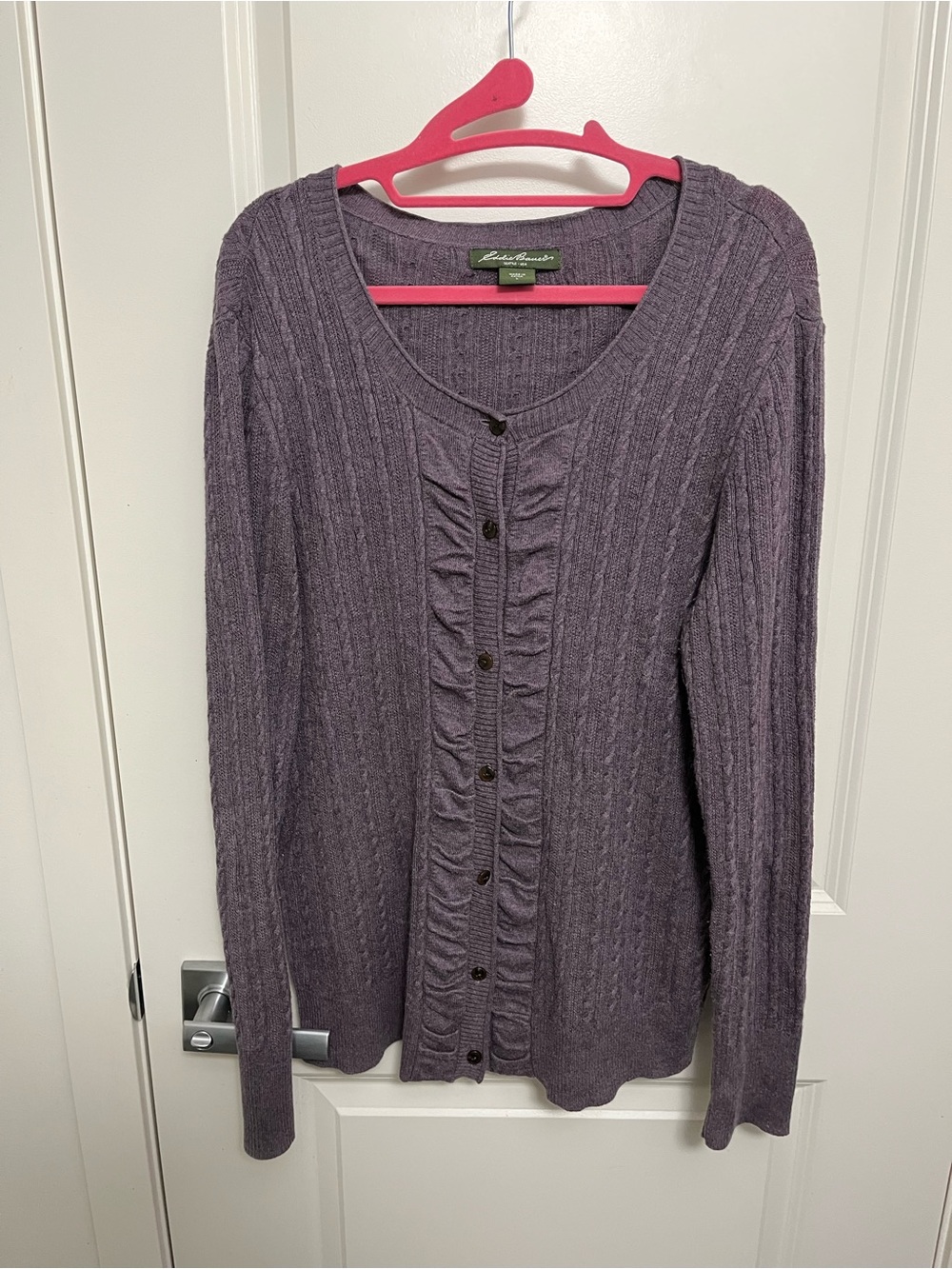 Eddie Bauer Purple Knit Cardigan in size L